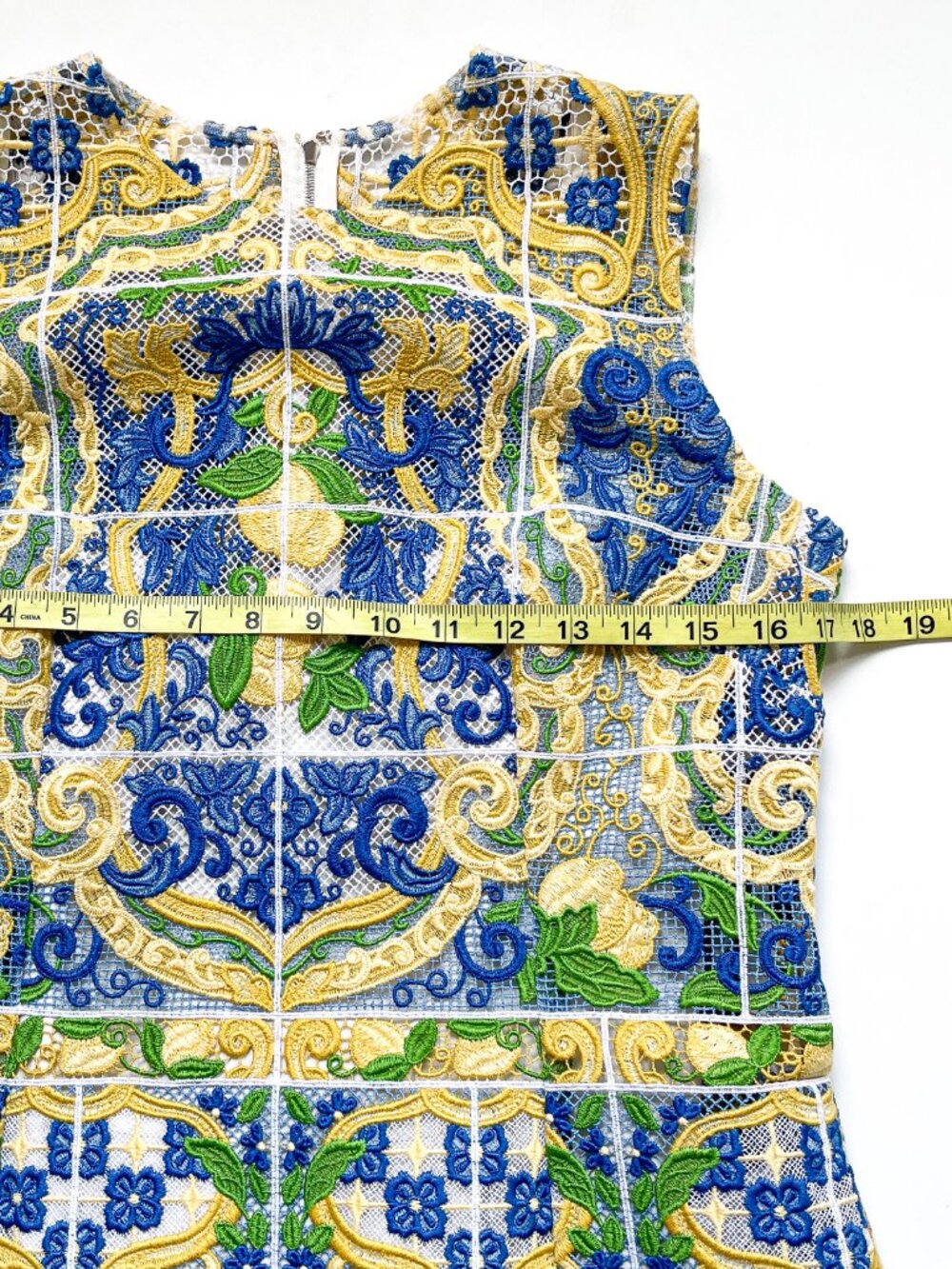 Dolce & Gabbana Majolica Guipure Lace Dress Blue Yellow Size IT 46 US 10 NEW NWT - Picture 10 of 12